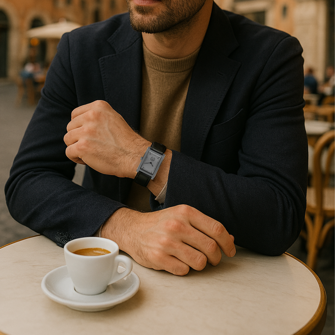 RELOJ PARA HOMBRE TANK CON CORREA DE CUERO