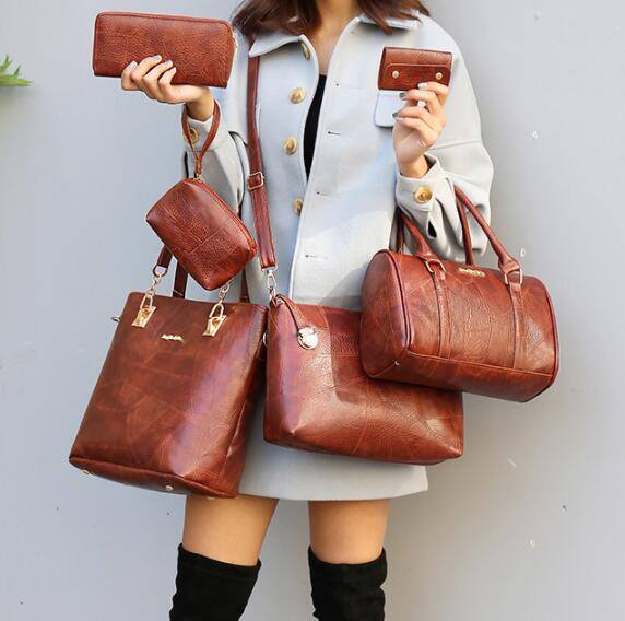 SET 6 PIEZAS - Bolsos de Mujer en Piel Verdadera - Diseño polivalente, clásico y resistente.