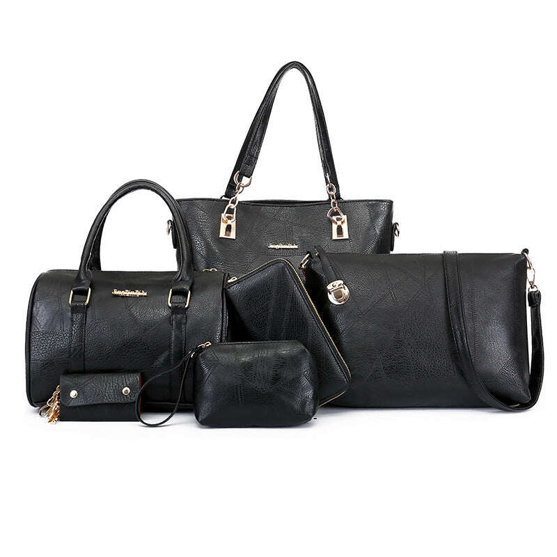 SET 6 PIEZAS - Bolsos de Mujer en Piel Verdadera - Diseño polivalente, clásico y resistente.