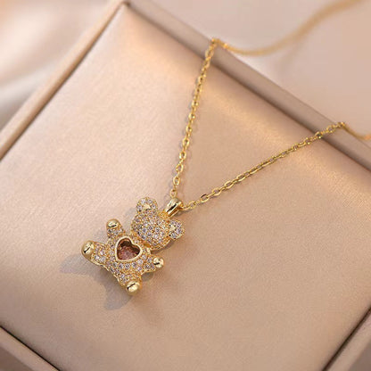 Collar con dije de osito Love en cristal