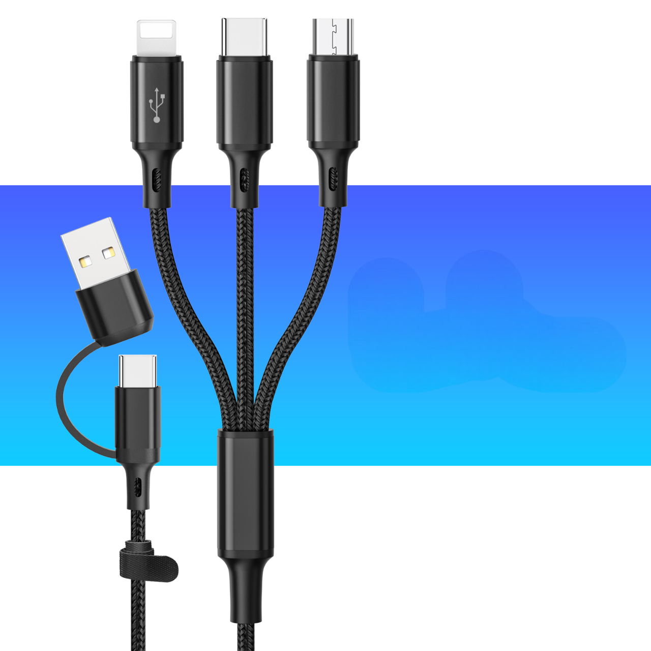 Cable 3 en 1 TurboCharge Reforzado